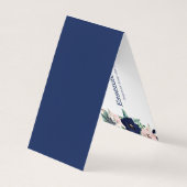 Letter A Navy-Blue & roze jachthaven bloei bloemen Visitekaartjes (Achterkant)