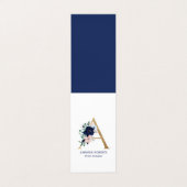 Letter A Navy-Blue & roze jachthaven bloei bloemen Visitekaartjes (Buitenkant ongevouwen)