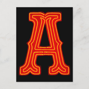 Letter "A" Neon Light Monogram Briefkaart