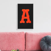 Letter "A" neonlicht monogram Canvas Afdruk (Insitu (Woonkamer))