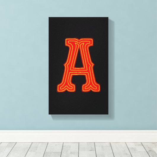 Letter "A" neonlicht monogram Canvas Afdruk (Insitu (Houten vloer))