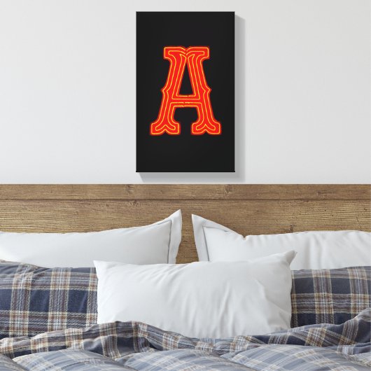 Letter "A" neonlicht monogram Canvas Afdruk (Insitu (Slaapkamer))