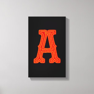 Letter "A" neonlicht monogram Canvas Afdruk
