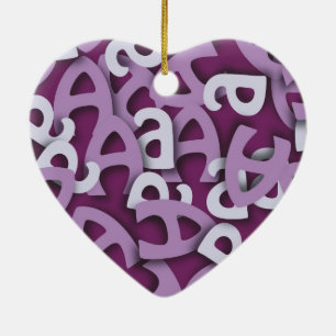 Letter A Paarse Keramisch Ornament