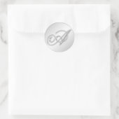 Letter A script initiaal faux silver monogram guns Ronde Sticker (Tas)