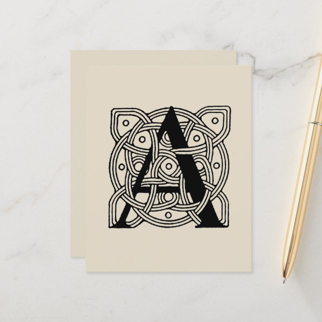 Letter A Vintage Celtic Knot Monogram (Voorkant / Achterkant in situ)