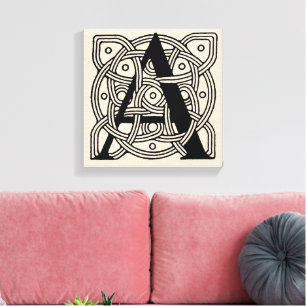 Letter A Vintage Celtic Knot Monogram Canvas Afdruk