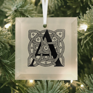 Letter A Vintage Celtic Knot Monogram Glas Ornament