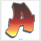 Letter A - vlammen Sticker (Vel)