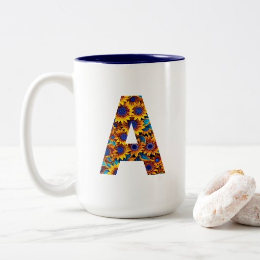 Letter A with sunflowers mug (Avec donut)