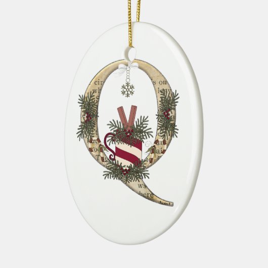 Letter Art - Q - kerstcadeaubon Mok-versiering Keramisch Ornament (Links)