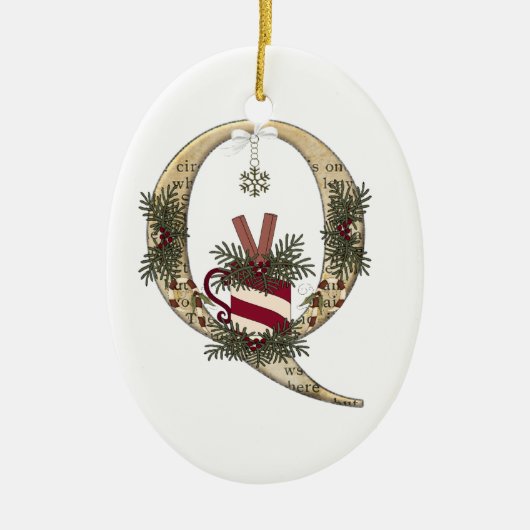 Letter Art - Q - kerstcadeaubon Mok-versiering Keramisch Ornament (Voorkant)