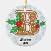 Letter B Aangepast kerstmonogram Ornament (Voorkant)