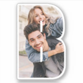 Letter B Alphabet & Photo Custom-Cut Vinyl Sticker (Devant)