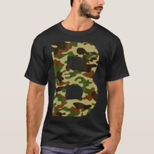 Letter B Capital Alphabet Camouflage Initiaal T-shirt