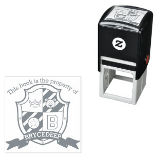Letter B crest aangepaste naam beer kinder bibliot Zelfinktende Stempel