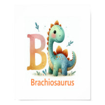 Letter B, Dinosaur Alphabet Waterverf Poster