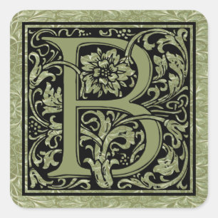 Letter B Eerste letter Monogram Vierkante Sticker
