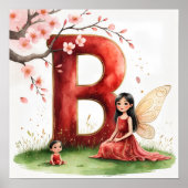Letter B Fairy Art Poster - Cherry Blossoms (Devant)