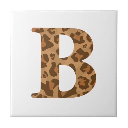 Letter B First Name Monogram Initiaal Leopard Prin Tegeltje (Voorkant)