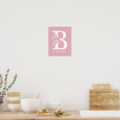Letter B Floral Monogram Name Nursery Modern Poster (Keuken)