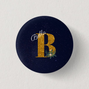 Letter B Golden monogram  Ronde Button 3,2 Cm