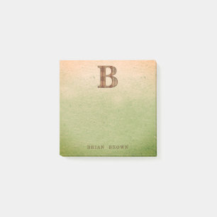 Letter B-houtkorrel op groene beige grunge Post-it® Notes