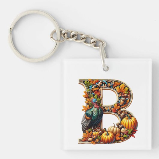 Letter B in Thanksgiving style Sleutelhanger (voorkant)