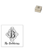Letter B Initiaal Elegant Flourish Monogram Name Rubberstempel (Gestempeld)