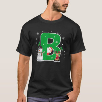 Letter B Initiaal Naam Alfabet Monogram Santa Chri T-shirt