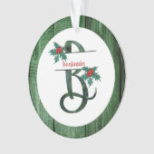 *~* Letter B-kerstfotograaf Rustic Wood AP44 Ornament (voorkant)