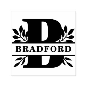 Letter B Klassiek gebladerte familienaam Monogram Zelfinktende Stempel