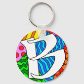 Letter B Kleurrijke Doodles Sleutelhanger (Achterkant)