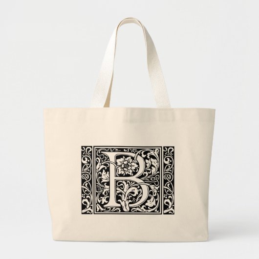 Letter B Medieval Monogram Initiaal breed Grote Tote Bag (Voorkant)