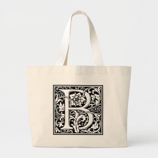 Letter B Medieval Monogram Initiaal Groot Grote Tote Bag (Voorkant)