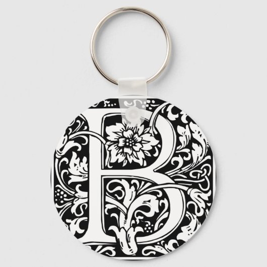 Letter B Medieval Monogram Initiaal Sleutelhanger (Voorkant)