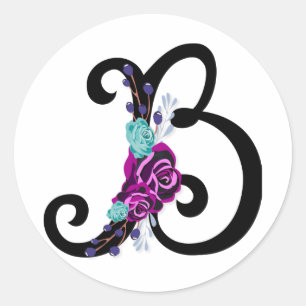Letter B met bloemontwerp en aantrekkelijk Ronde Sticker