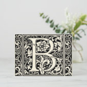 Letter B Middeleeuws Monogram Art Nouveau Kaart (Staand voorkant)