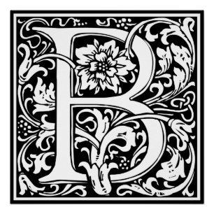Letter B Middeleeuws Monogram Art Nouveau Perfect Poster