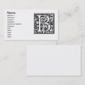 Letter B Middeleeuws Monogram Art Nouveau Visitekaartje (Voorkant / Achterkant)