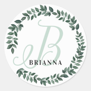 Letter B Monogram Aangepaste naam Minimalistische  Ronde Sticker