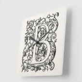  letter B Monogram, deel B, Initialen Vierkante Klok (Hoek)