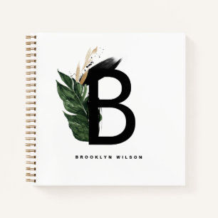 Letter B Monogram Gold Foil tropisch gepersonalise Notitieboek