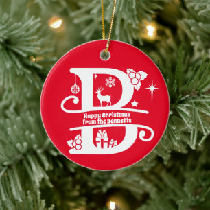 Letter B Monogram Initiaal Familienaam Greep Keramisch Ornament