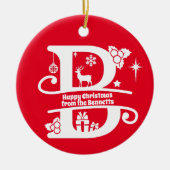 Letter B Monogram Initiaal Familienaam Greep Keramisch Ornament (Voorkant)