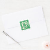  letter B monogram Initiaal groen Vierkante Sticker (Envelop)