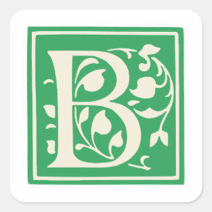  letter B monogram Initiaal groen Vierkante Sticker