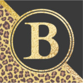 Letter B Monogram Leopard Print Gold and Black Sticker (Voorkant)