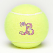 Letter B monogram meisjes gepersonaliseerde doodle Tennisballen (Achterkant)