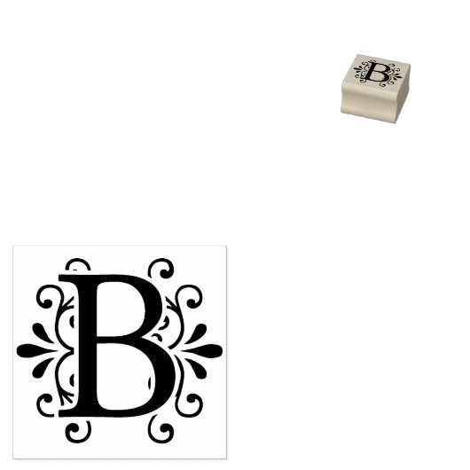Letter B Monogram Rubberstempel (Gestempeld)
